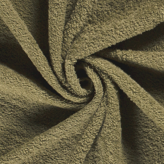 Terry Towelling fabric Unicolour Olive Green