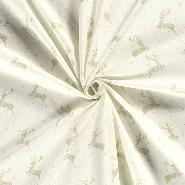 Cotton Poplin fabric Off White printed and foil 