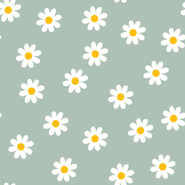 Cotton Poplin fabric Flowers Mint
