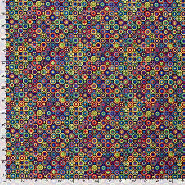 Power Stretch fabric Circles Black