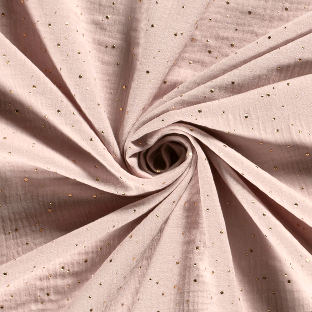 Double gaze tissu pois Rose clair