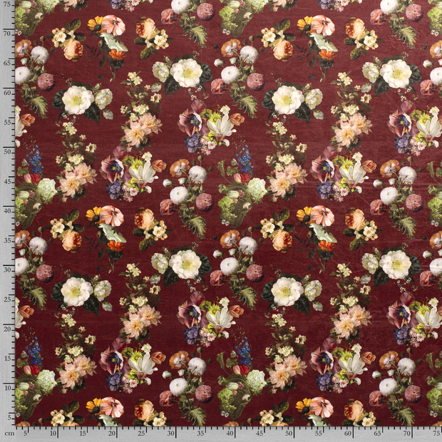 Velvet fabric Flowers digital printed 