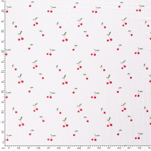 Muslin fabric Fruits White