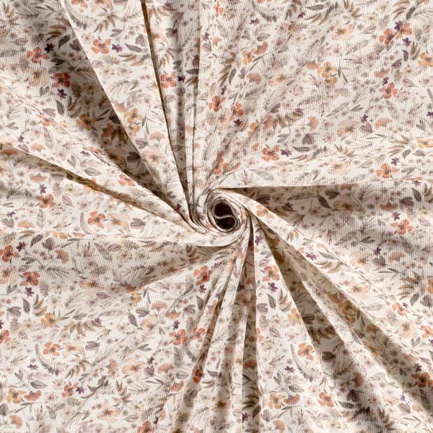 Rib Jersey fabric Off White digital printed 