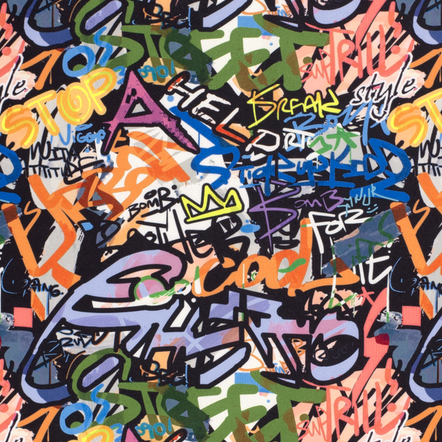 Sportswear Jersey fabric Graffiti Black