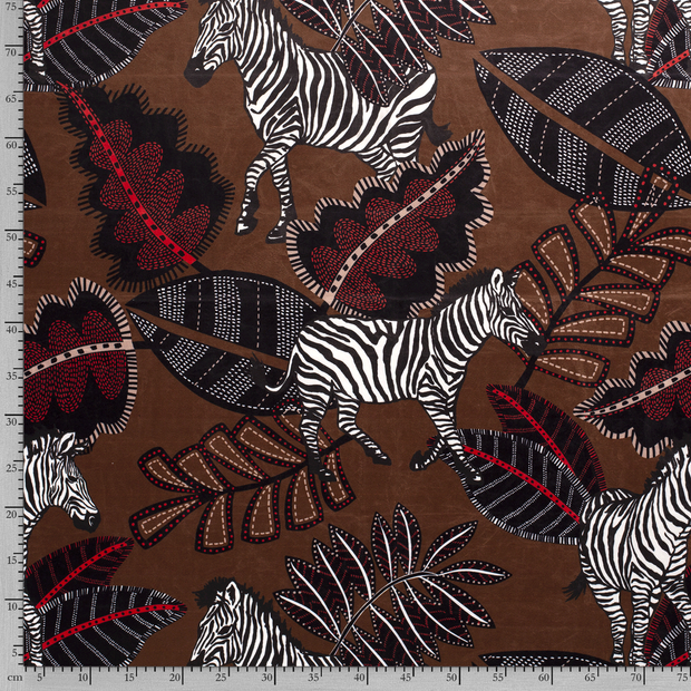 Velvet fabric Zebras digital printed 