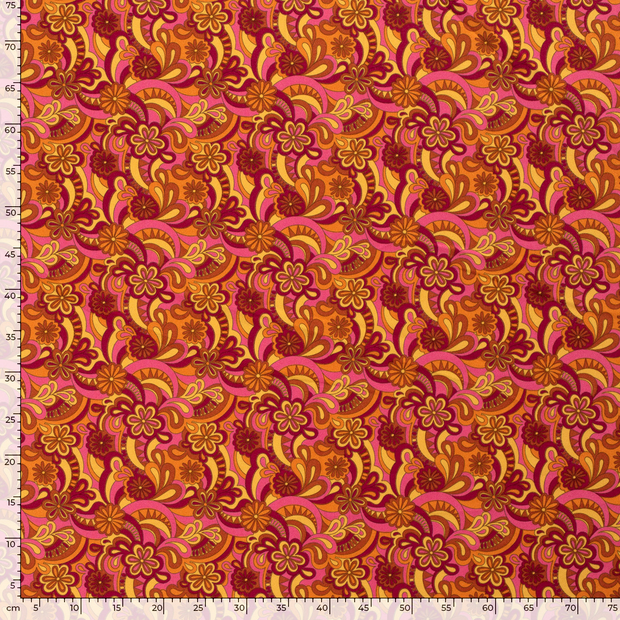 Power Stretch fabric Flowers Orange