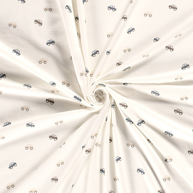 Jersey fabric Off White printed 