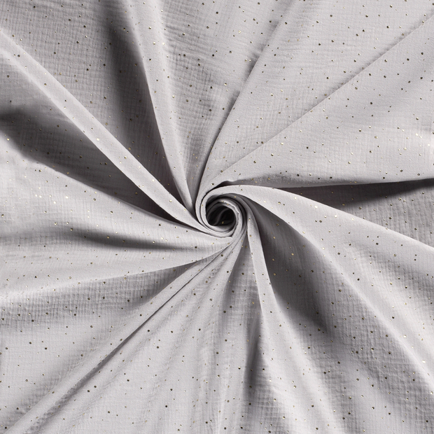 Muslin fabric Light Grey dew drops 