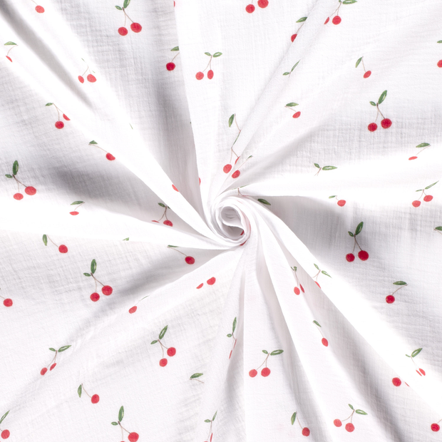 Muslin fabric White digital printed 