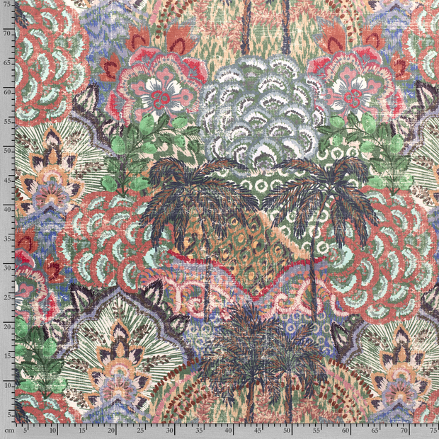 Velvet fabric Green digital printed 