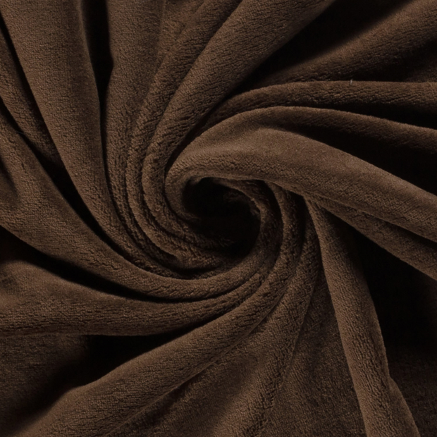 Wellness Fleece fabrik Uni Dunkelbraun