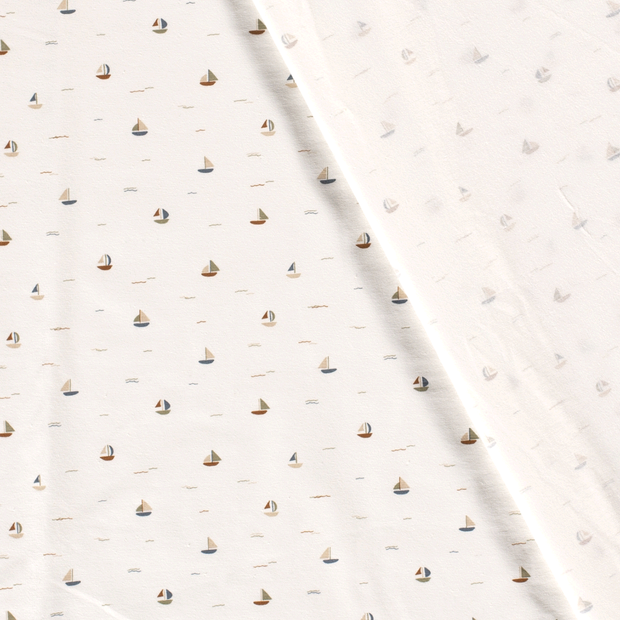 Jersey fabric Sailboats printed 