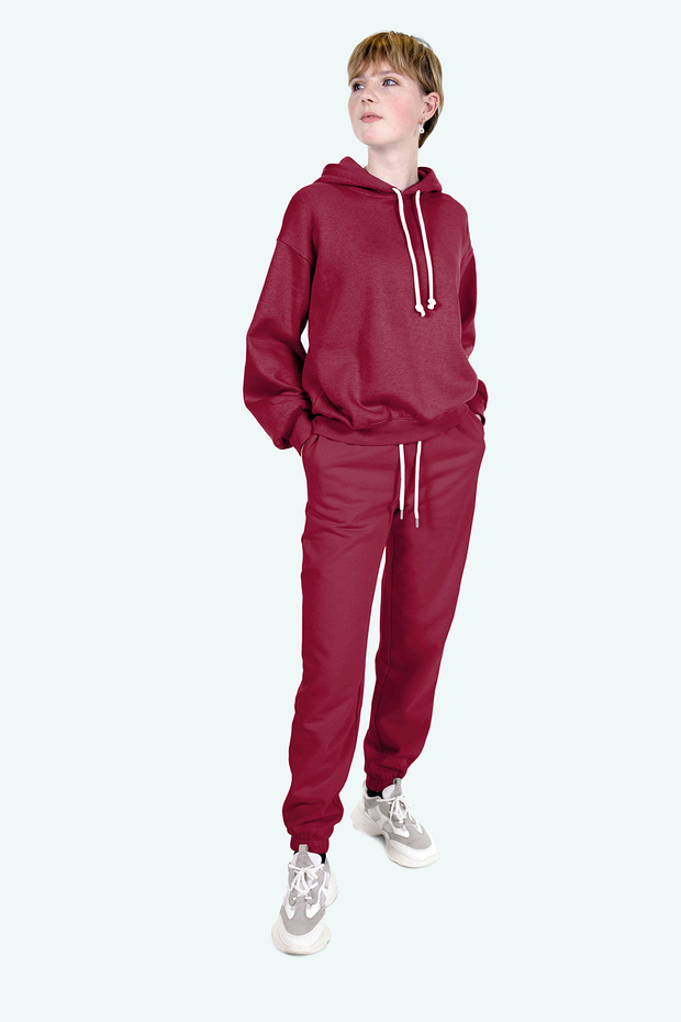 Jogging fabric Unicolour Cherry Red