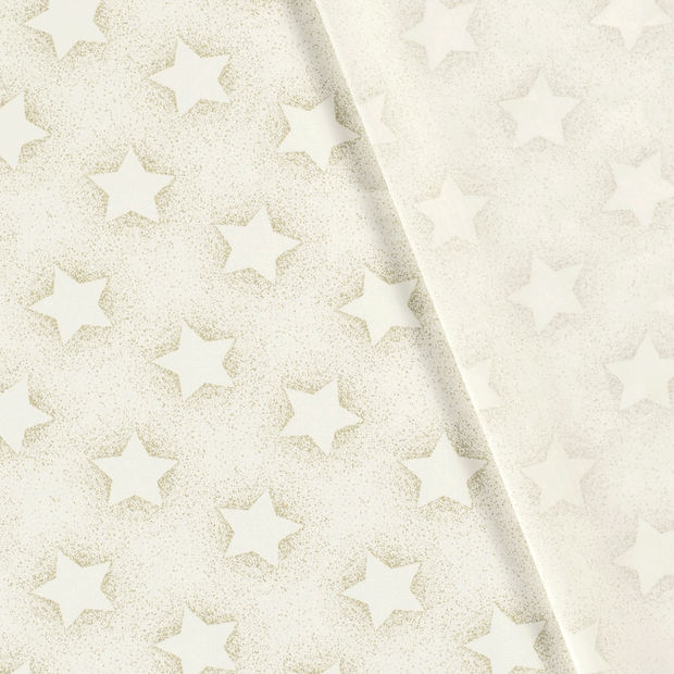 Cotton Poplin fabric Christmas stars printed and foil 