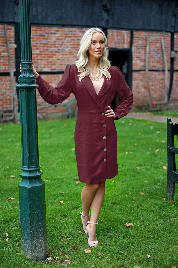 Linen fabric Unicolour Wine red