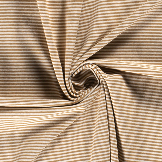 Cotton Jersey Yarn Dyed fabric Stripes Nutmeg