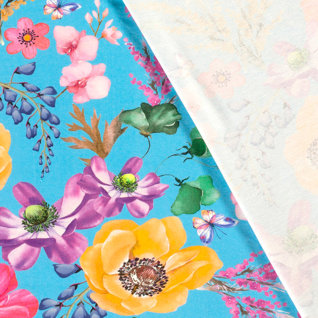 Jersey fabric Flowers digital printed 