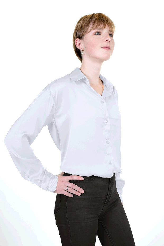 Satin Stretch fabrik Uni Optisches Weiß