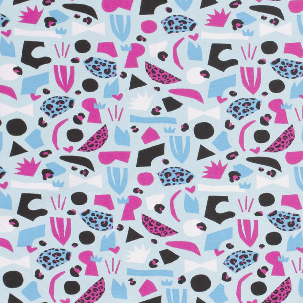 Jersey fabric Abstract Baby Blue