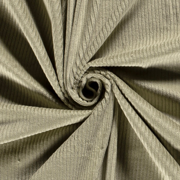 Jumbo Cord Stretch 6w fabric Unicolour Olive Green