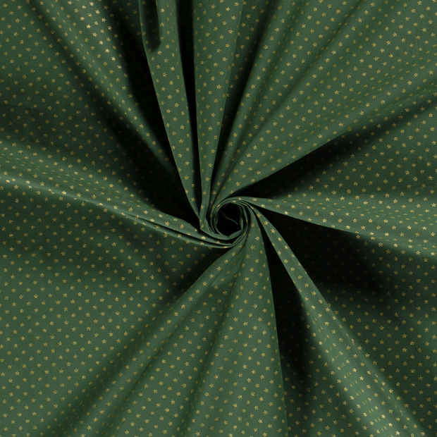 Cotton Poplin fabric Green printed and foil 