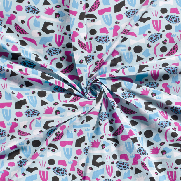 Jersey fabric Baby Blue printed 