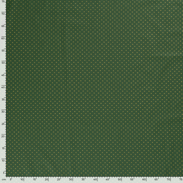 Cotton Poplin fabric Christmas stars Green