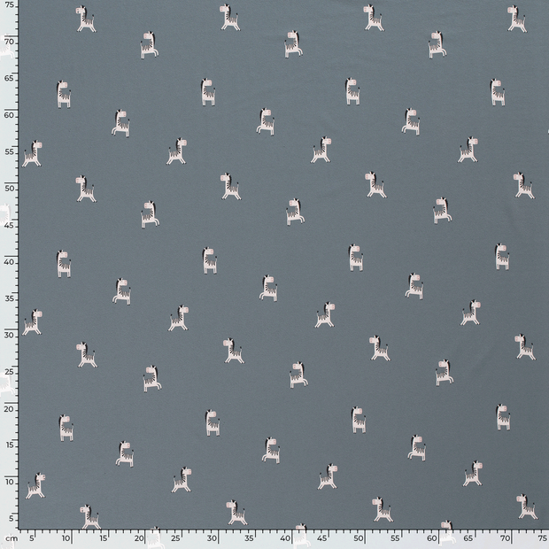 Jersey fabric Zebras Indigo