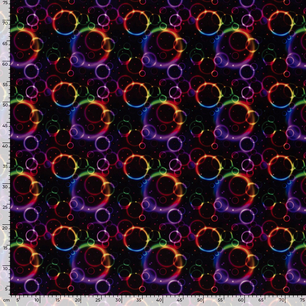 Polyester Jersey fabric Circles Black