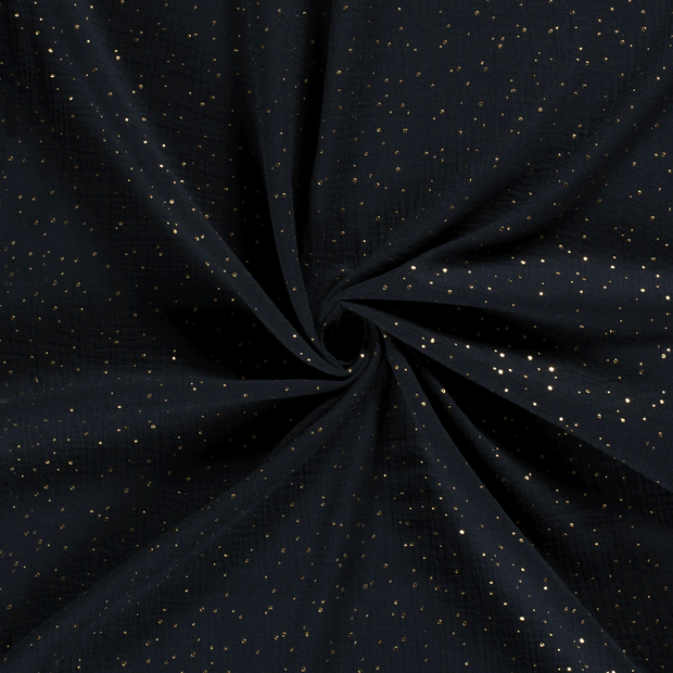 Muslin fabric Navy dew drops 